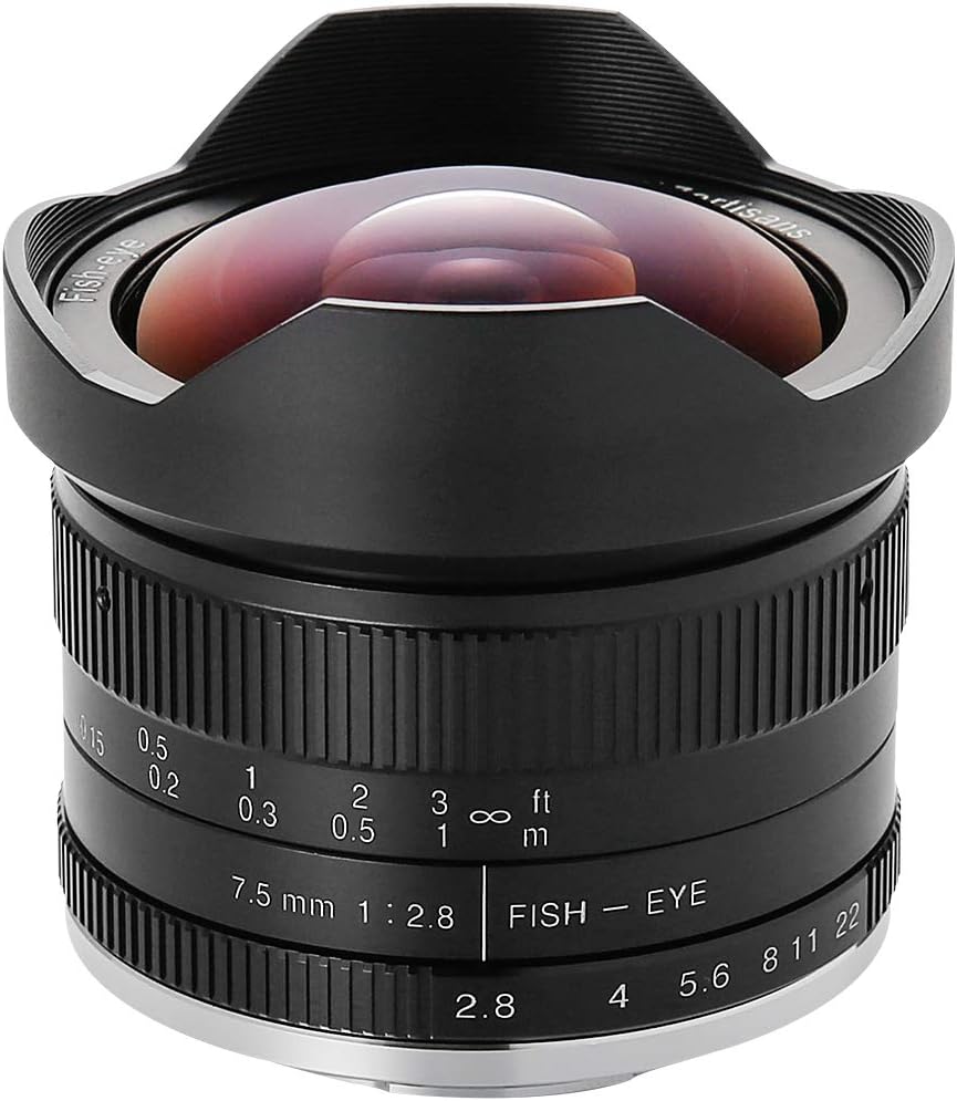 Shichikoushou 7Artisans Monofocal Lens 0.3 inch (7.5 mm) F2.8 Fish-eye II (Canon EF-M, Black)