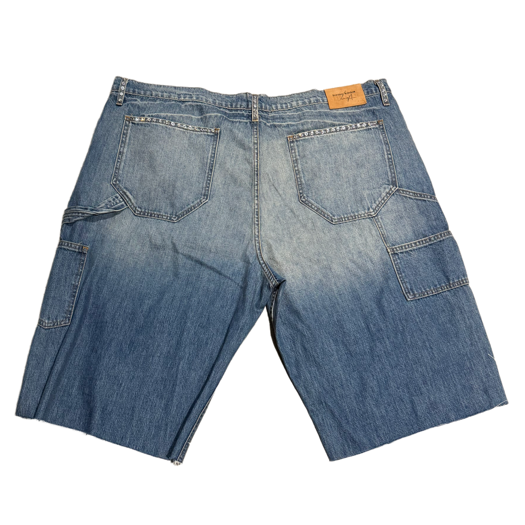 BOSSI BLUE WASH STUDDED CARPENTER SHORTS