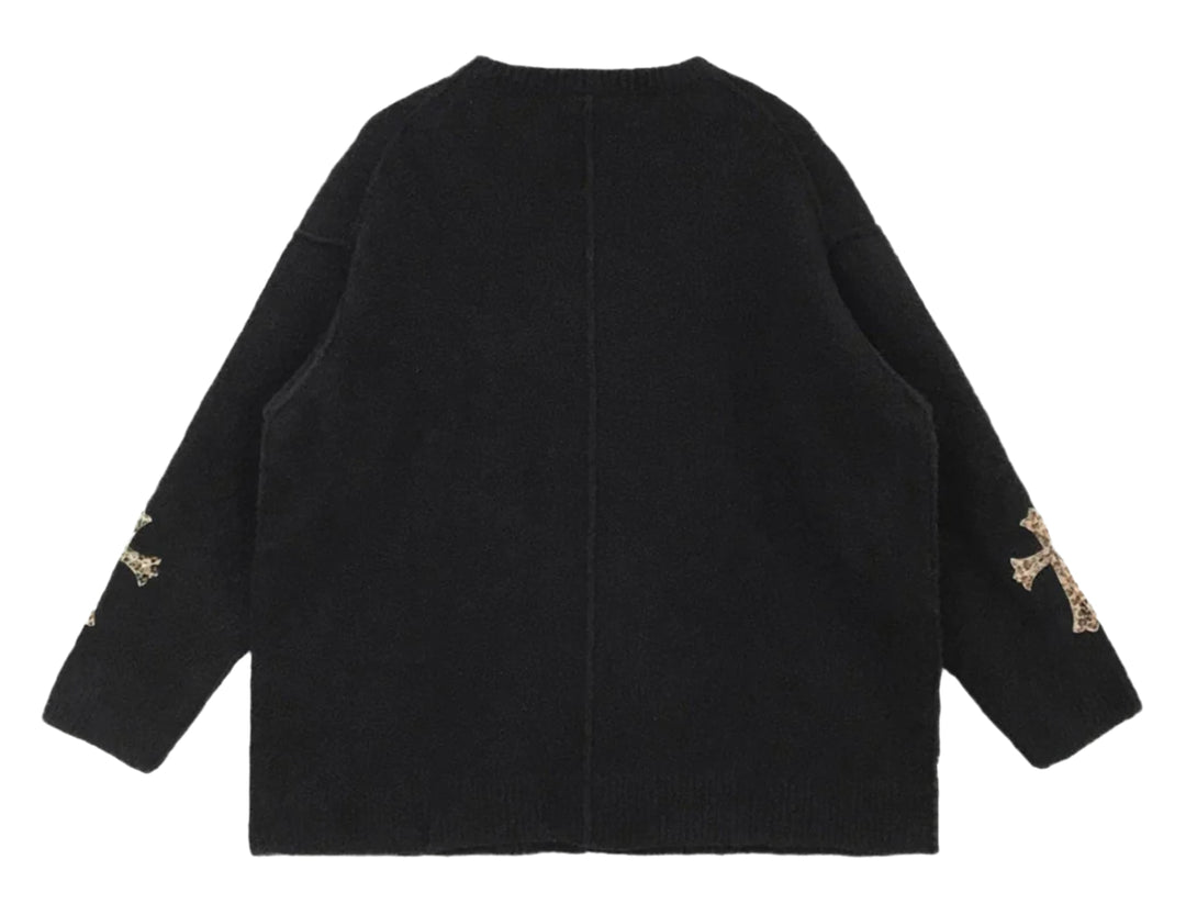 CHROME HEARTS 'LEOPARD' BLACK CASHMERE SWEATSHIRT