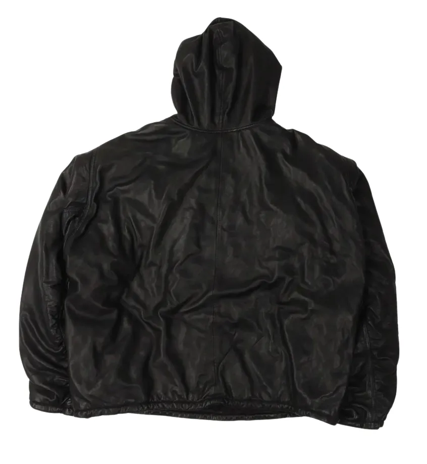 BALENCIAGA OVERSIZED LEATHER BLACK HOODIE