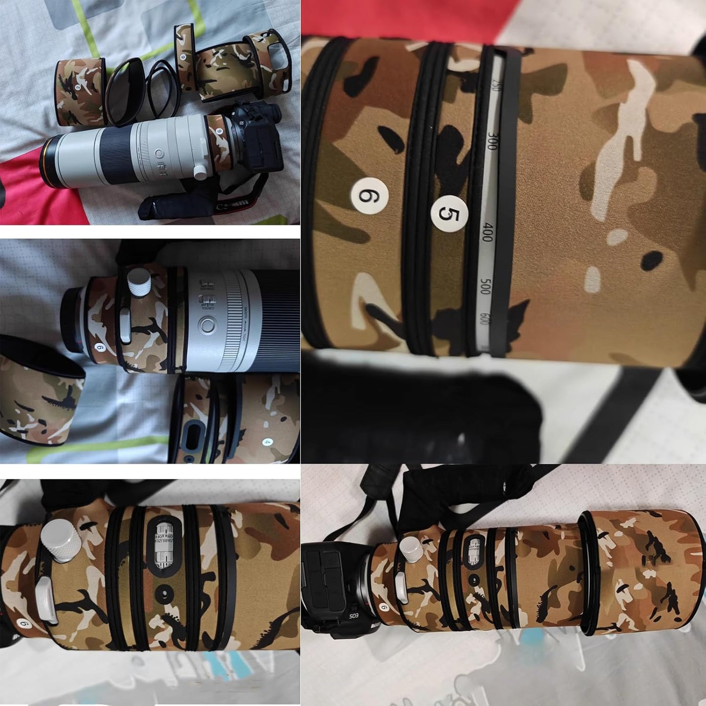 COMEOXO Canon Lens Cover Waterproof Material Lens Protective Cover for Canon RF 200-800mm F6.3-9 IS USM Telephoto Lens Coated Nikon Lens Camouflage Protective Cover Elastic Structure Fabric Protective