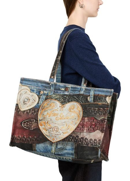 ACNE Trompe-l'oeil print denim effect tote bag - Image 2