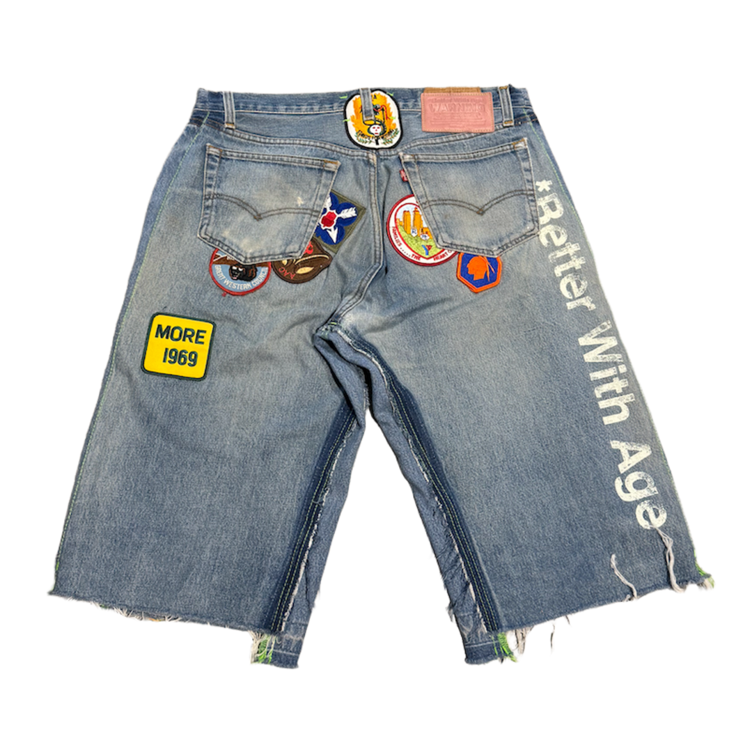 *BETTER WITH AGE 'GENTLEMAN'S' LIGHT BLUE TRIPLE WIDE DENIM SHORTS