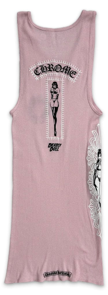 CHROME HEARTS 'DEADLY DOLL' PINK FLORAL TANK TOP