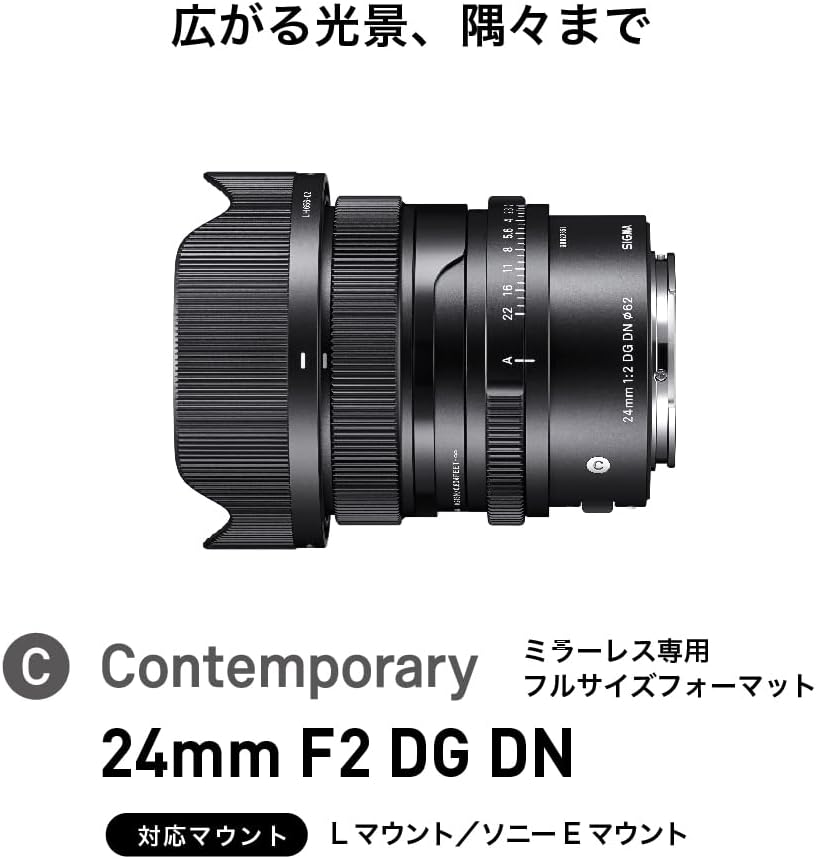 Sigma Sony E-Mount Lens 24mm F2 DG DN Single Focal Wide Angle Full Size Contemporary Mirrorless
