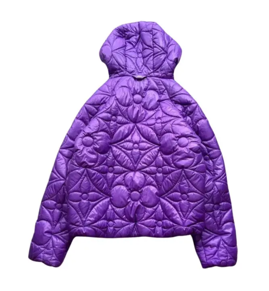 LOUIS VUITTON LVSE FLOWER QUILTED HOODIE JACKET PURPLE