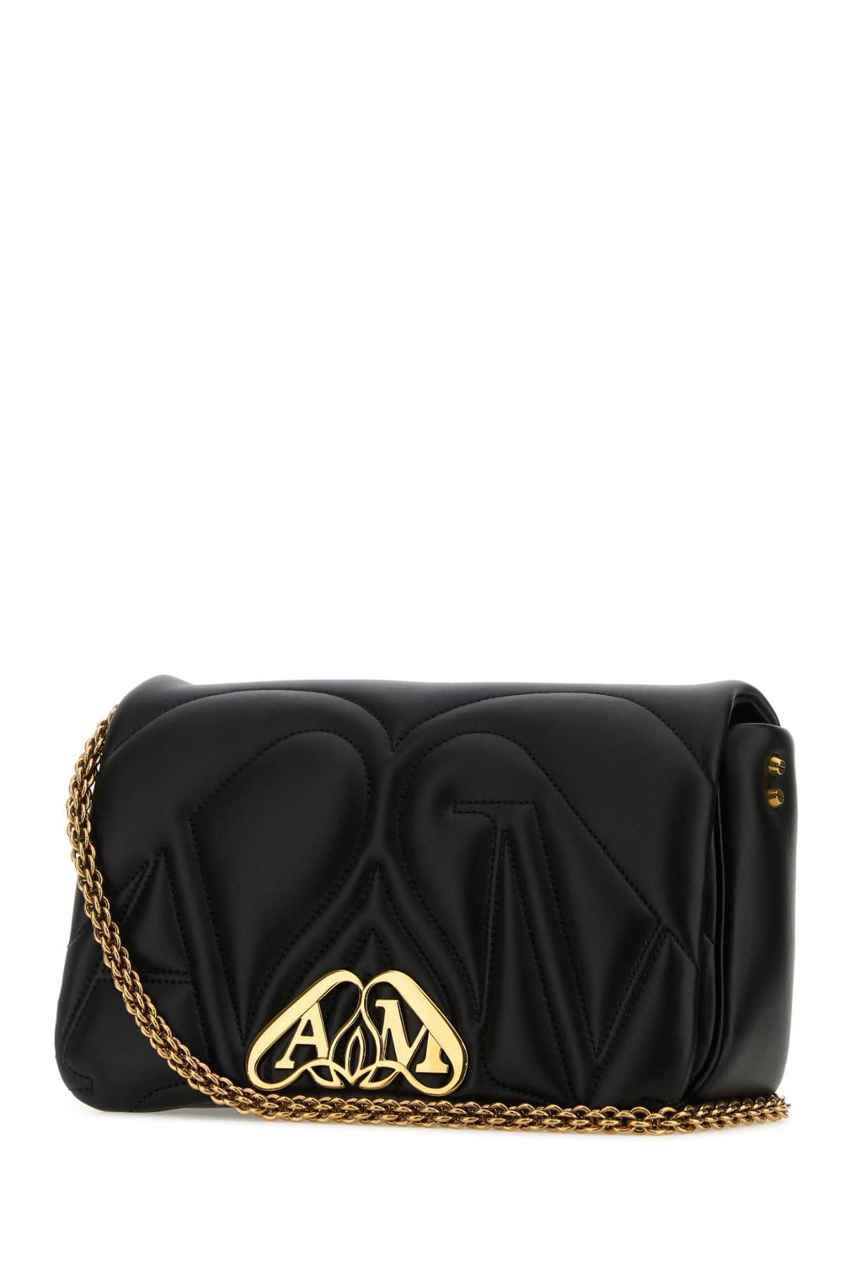 Alexander Mcqueen アレクサンダーマックイーンブラックレザースモールシールショルダーバッグ - Image 2
