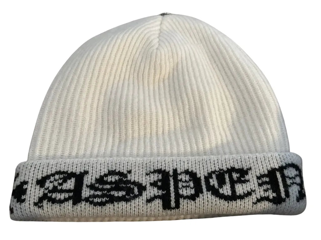 CHROME HEARTS 'BIG DADDY' ASPEN EXCLUSIVE WHITE CASHMERE BEANIE