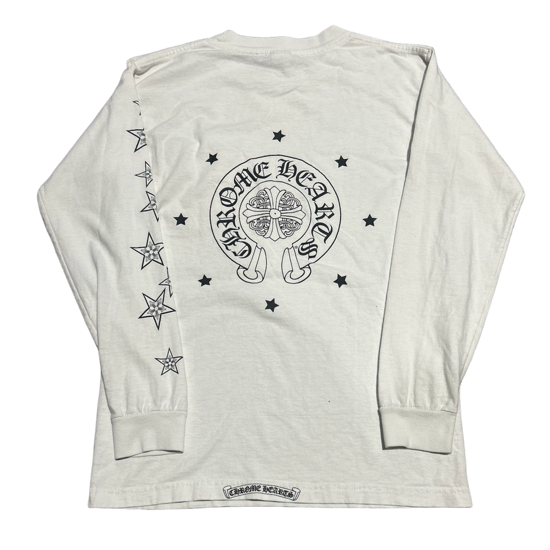 CHROME HEARTS 'WHITE' VINTAGE HORSESHOE STAR LOGO LONGSLEEVE