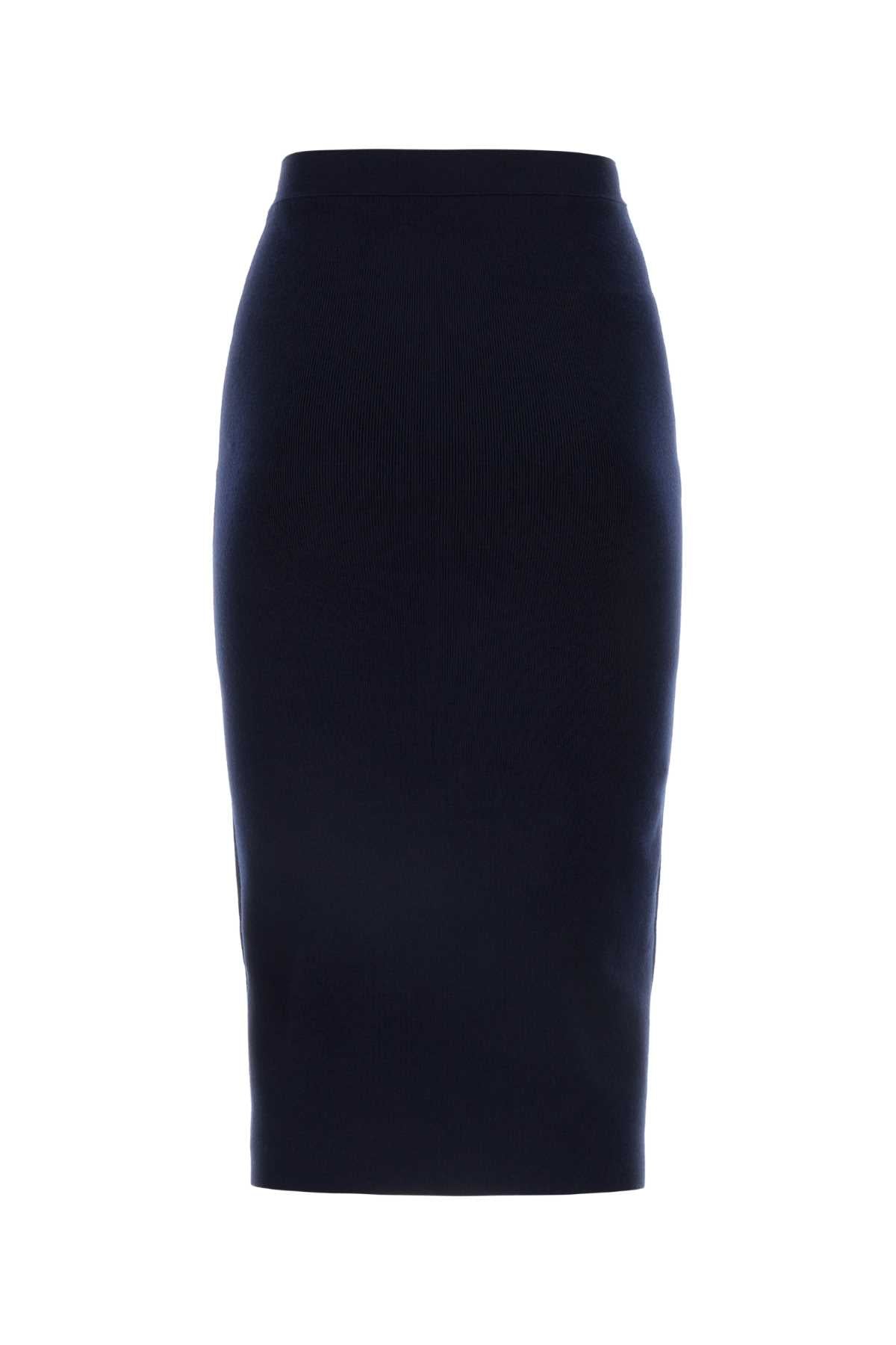 Bottega Veneta Dark Blue Cashmere Blend Skirt - Image 2