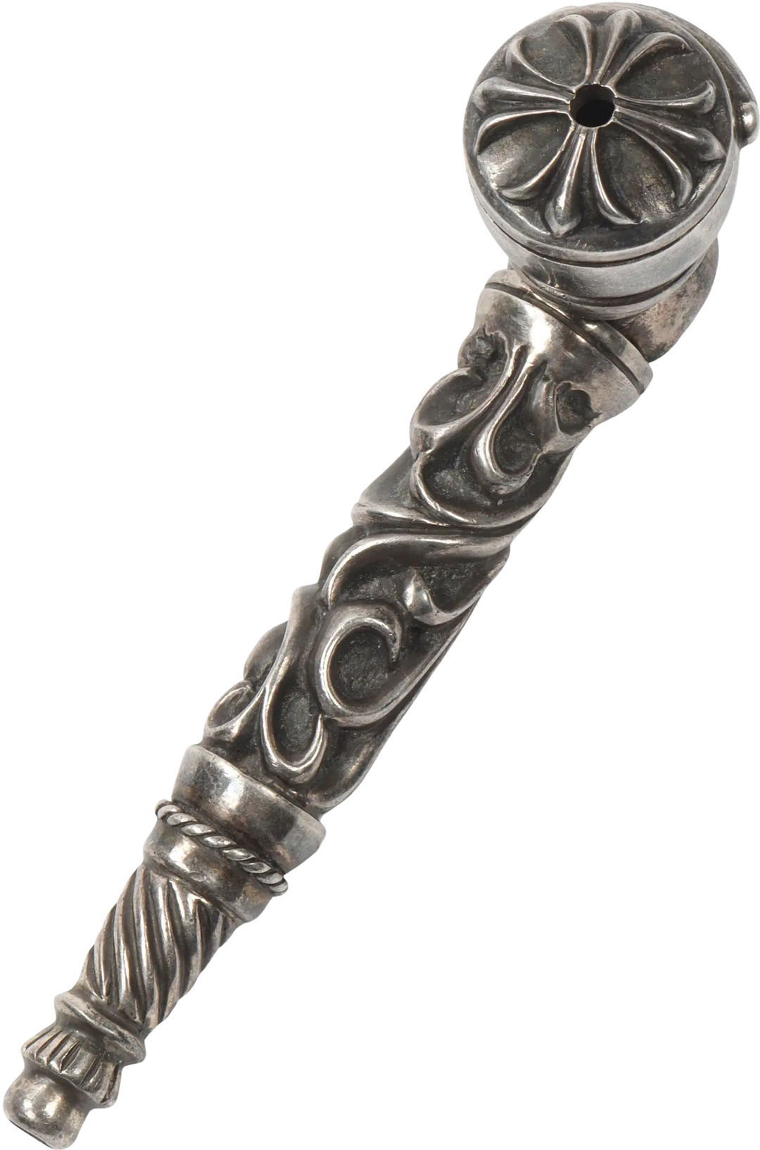 CHROME HEARTS 'FLORAL SCROLL' SILVER PIPE