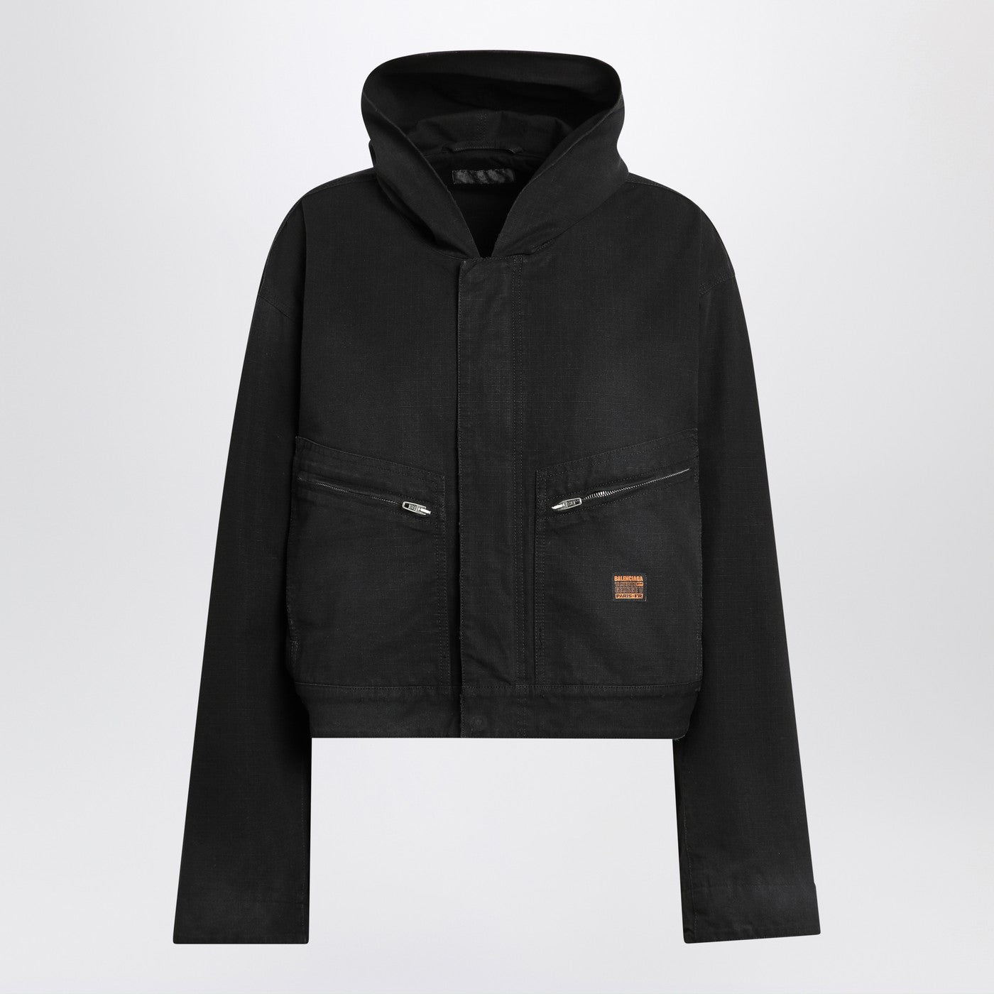 Balenciaga バレンシアガは、フードが黒のジャケットをクロップしました - Image 2