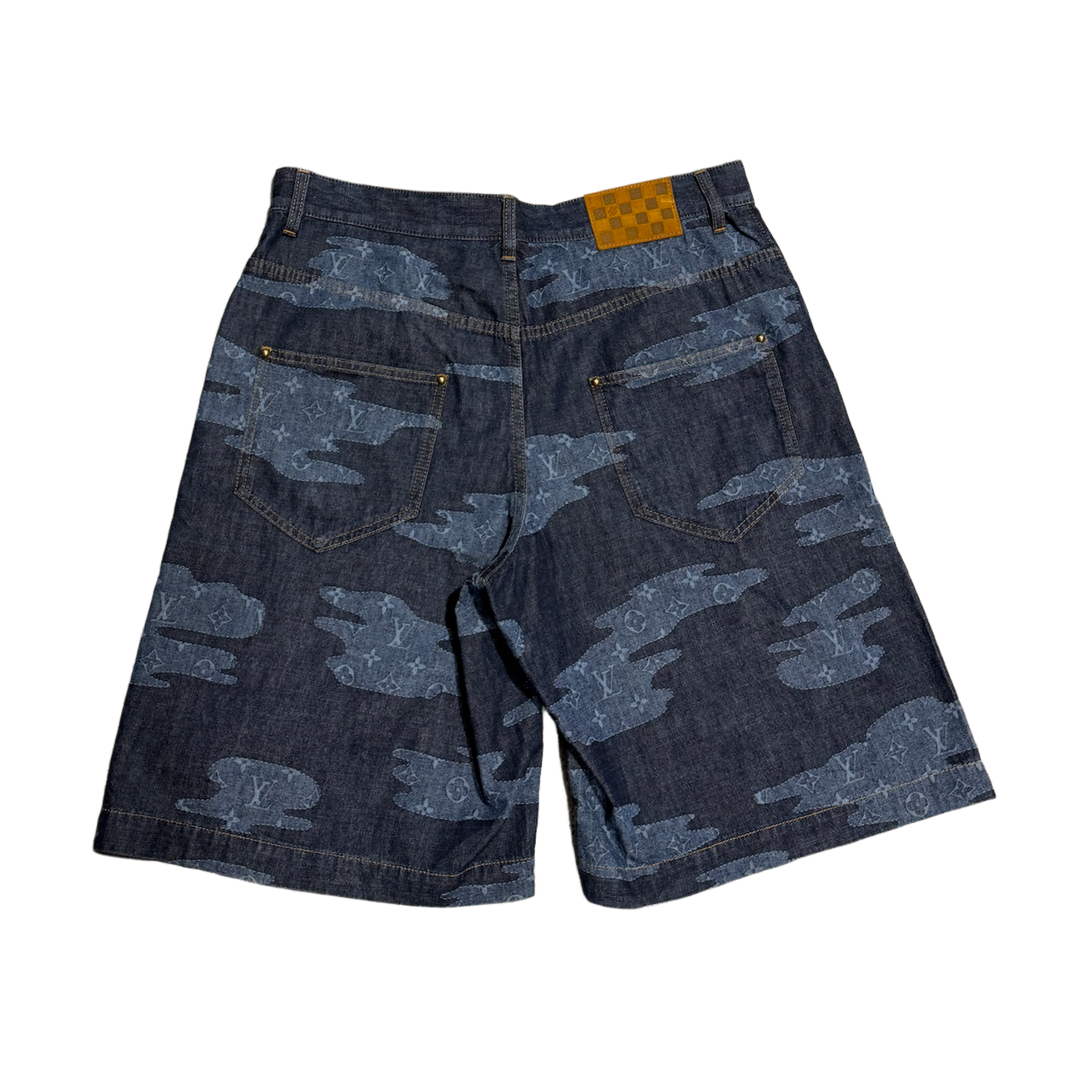 LOUIS VUITTON X NIGO MONOGRAM CHAMBRAY SHORTS INDIGO