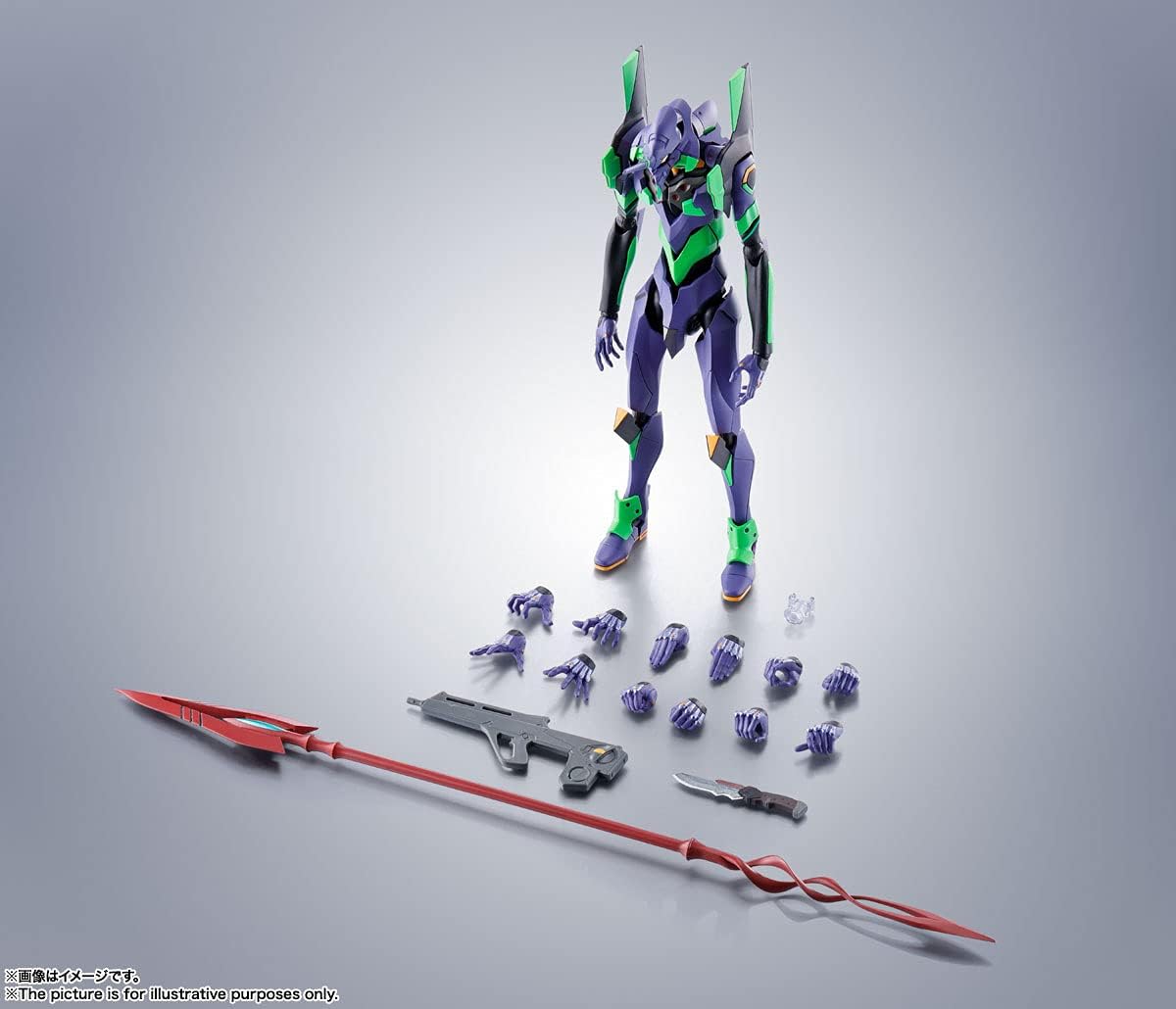 Robot Spirits BAS62117 Evangelion (Side EVA) Evangelion First Unit + Spear of Casius (Renewal Color Edition), Approx. 6.7 inches (170 mm), ABS & PVC, Pre-painted Action Figure