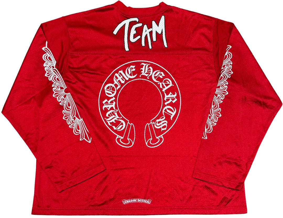 CHROME HEARTS MATTY BOY '99 FORM' RED MESH LONGSLEEVE JERSEY