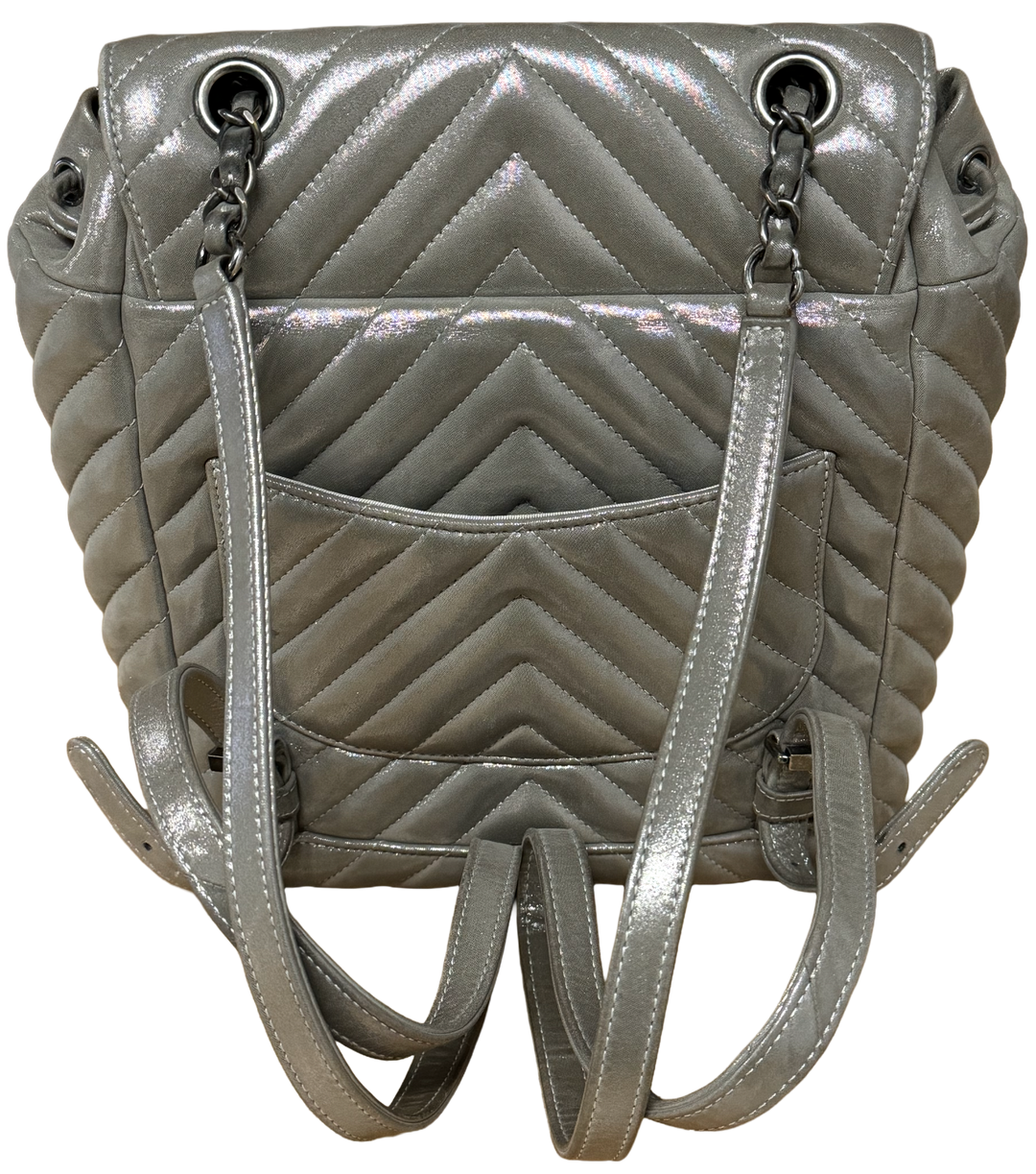 CHANEL 'IRIDESCENT GREY' URBAN SPIRIT CHEVRON BACKPACK