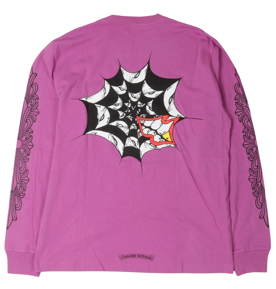 CHROME HEARTS MATTY BOY 'SPIDERWEB' PURPLE LONGSLEEVE TEE