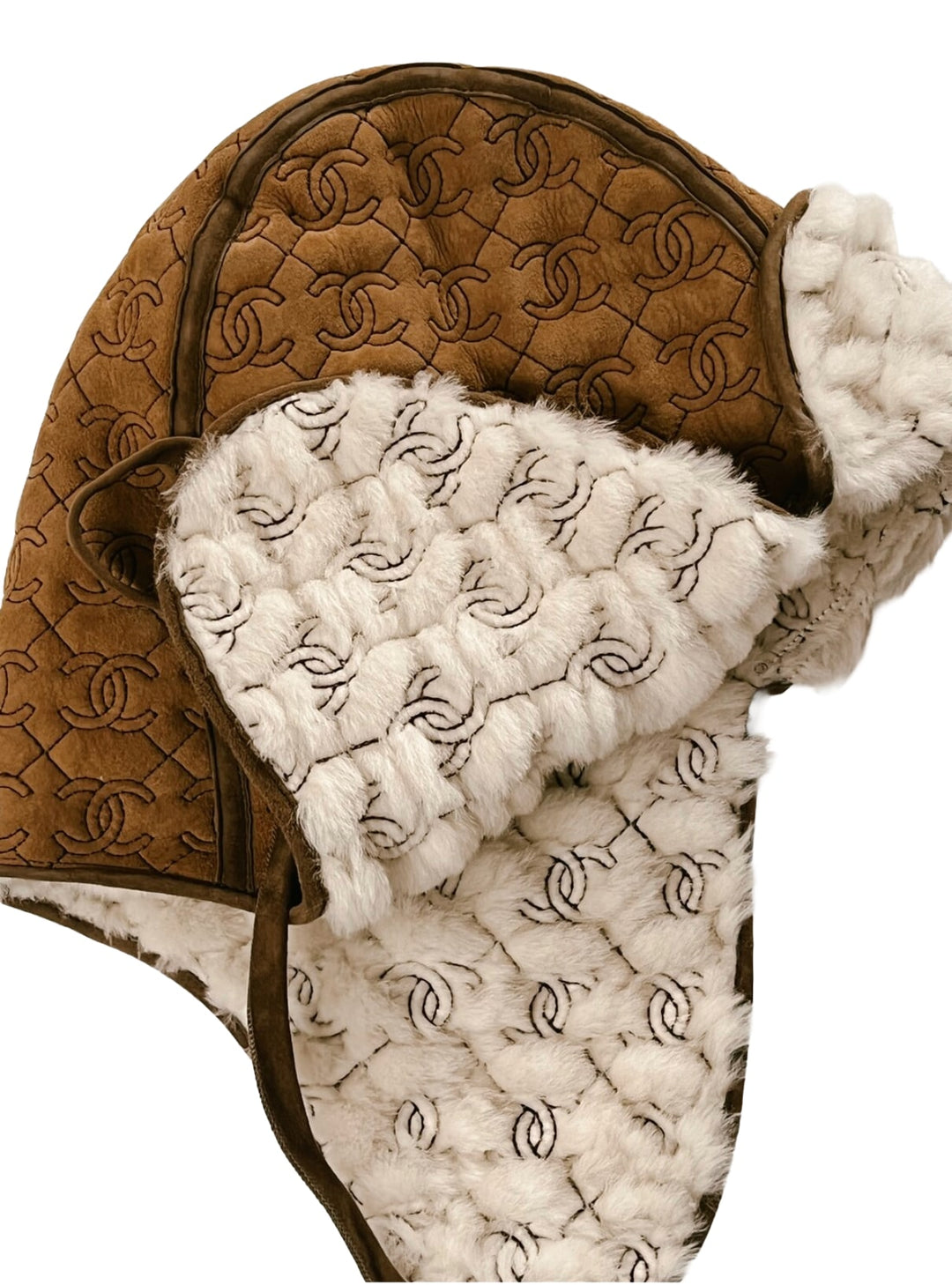 CHANEL CC MONOGRAM FUR TRAPPER HAT