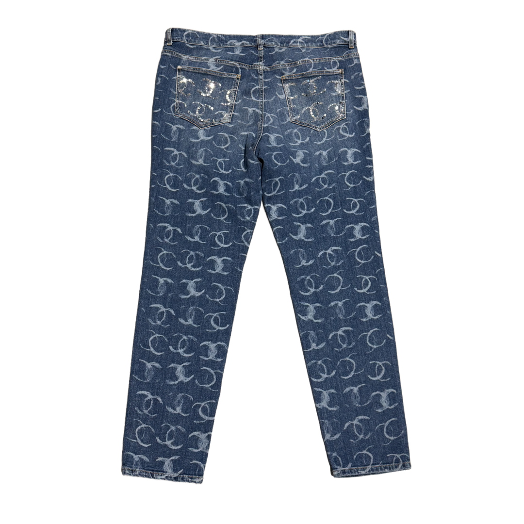 CHANEL 'CC MONOGRAM' BLUE JEANS