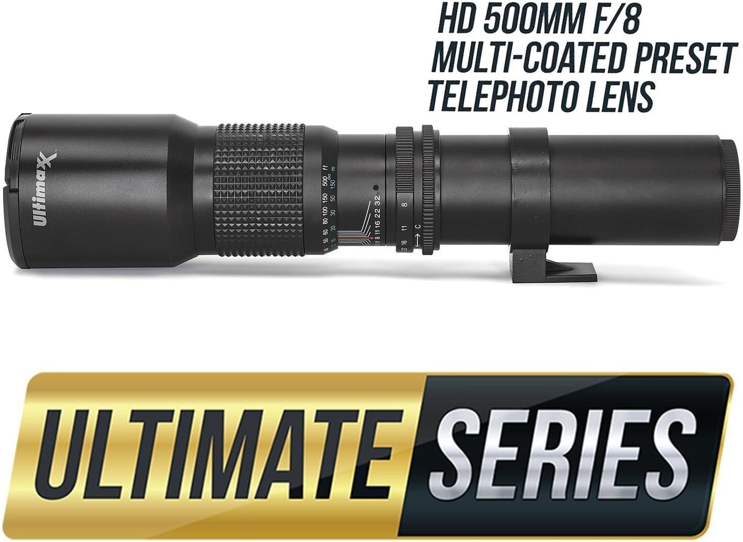 Ultimaxx 500mm/1000mm f/8 Multicoated Lens Kit D7200 D7100 D7000 D5500 D5300 D5200 D5100 D5000 D3300 D3200 D3100 D3000 D700 0 D60 0 D500 D90 D80 D70 D60 D50 and other Nikon DSLR Cameras