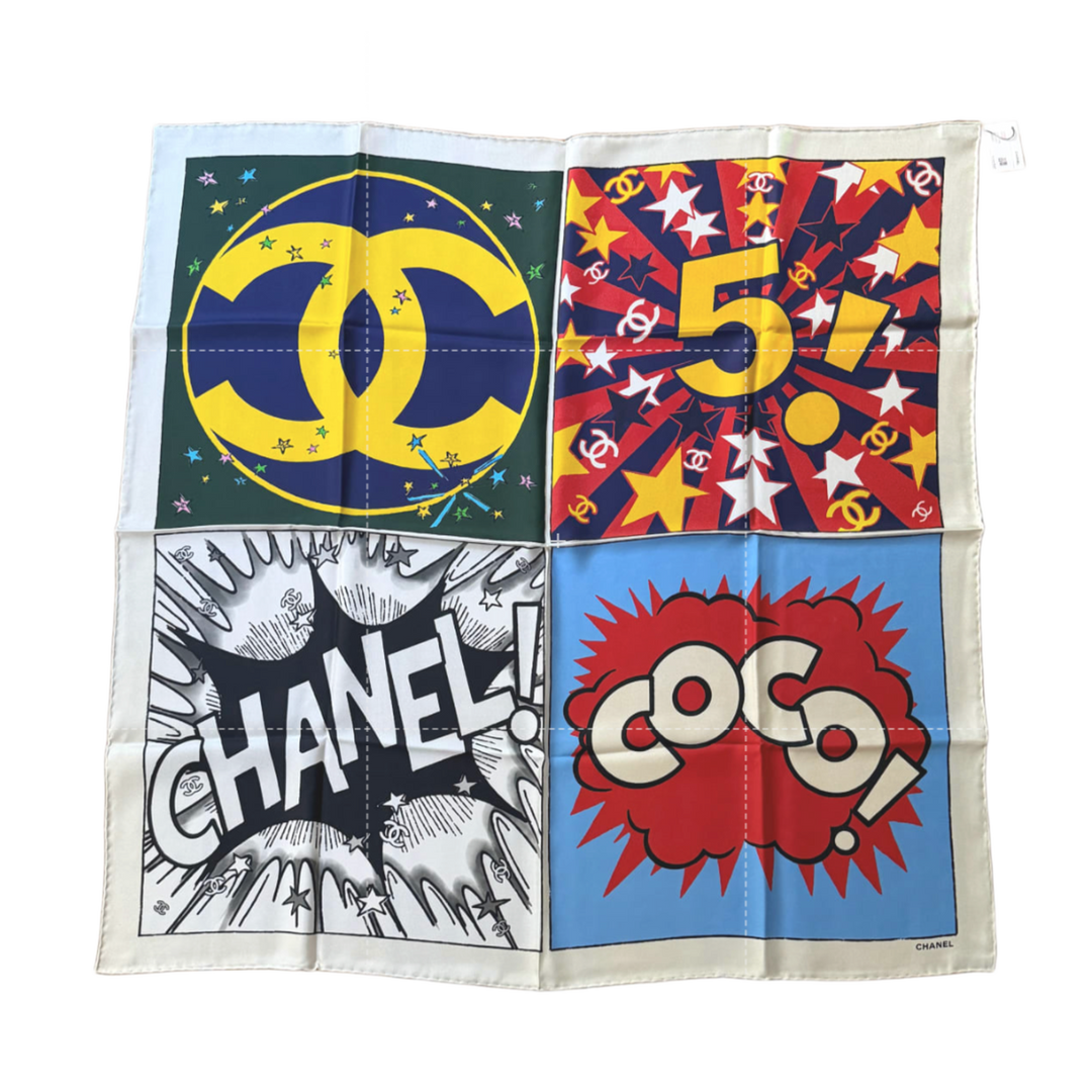 CHANEL 26A POP ART SILK SQUARE SCARF