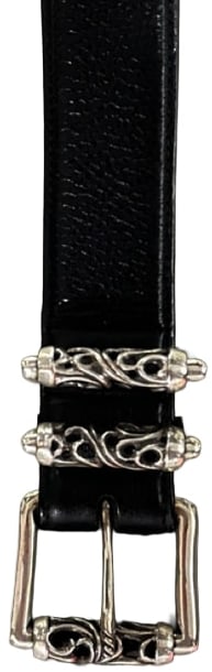 CHROME HEARTS 'DOUBLE ROLLER' BLACK LEATHER BELT