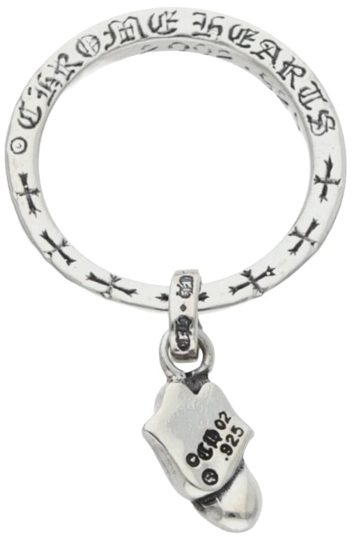 CHROME HEARTS ROLLING STONES SILVER NTFL RING W/ DIAMOND