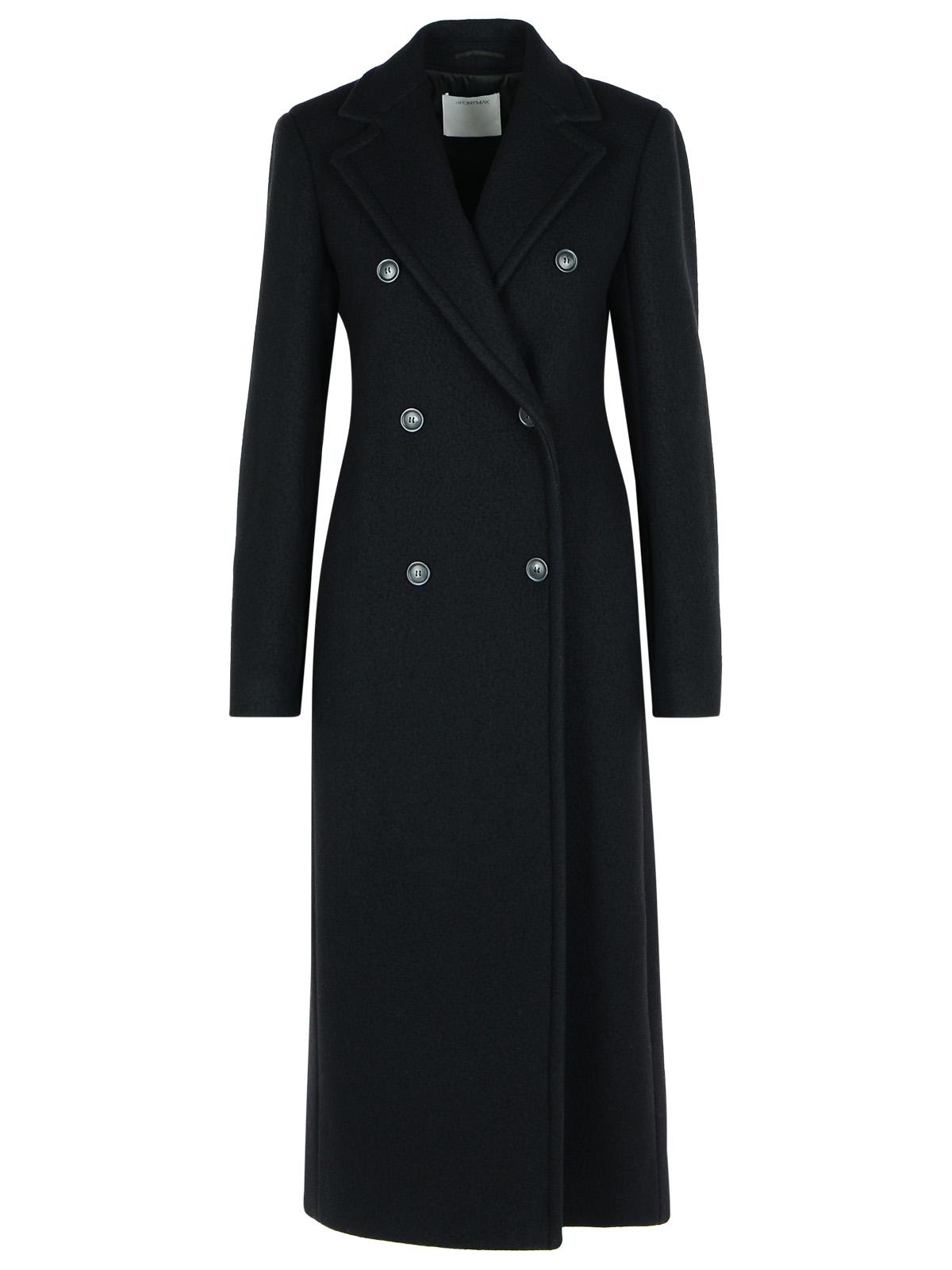 Sportmax SportMax Double胸肉「Comune 'Black Virgin Wool Coat - Image 2