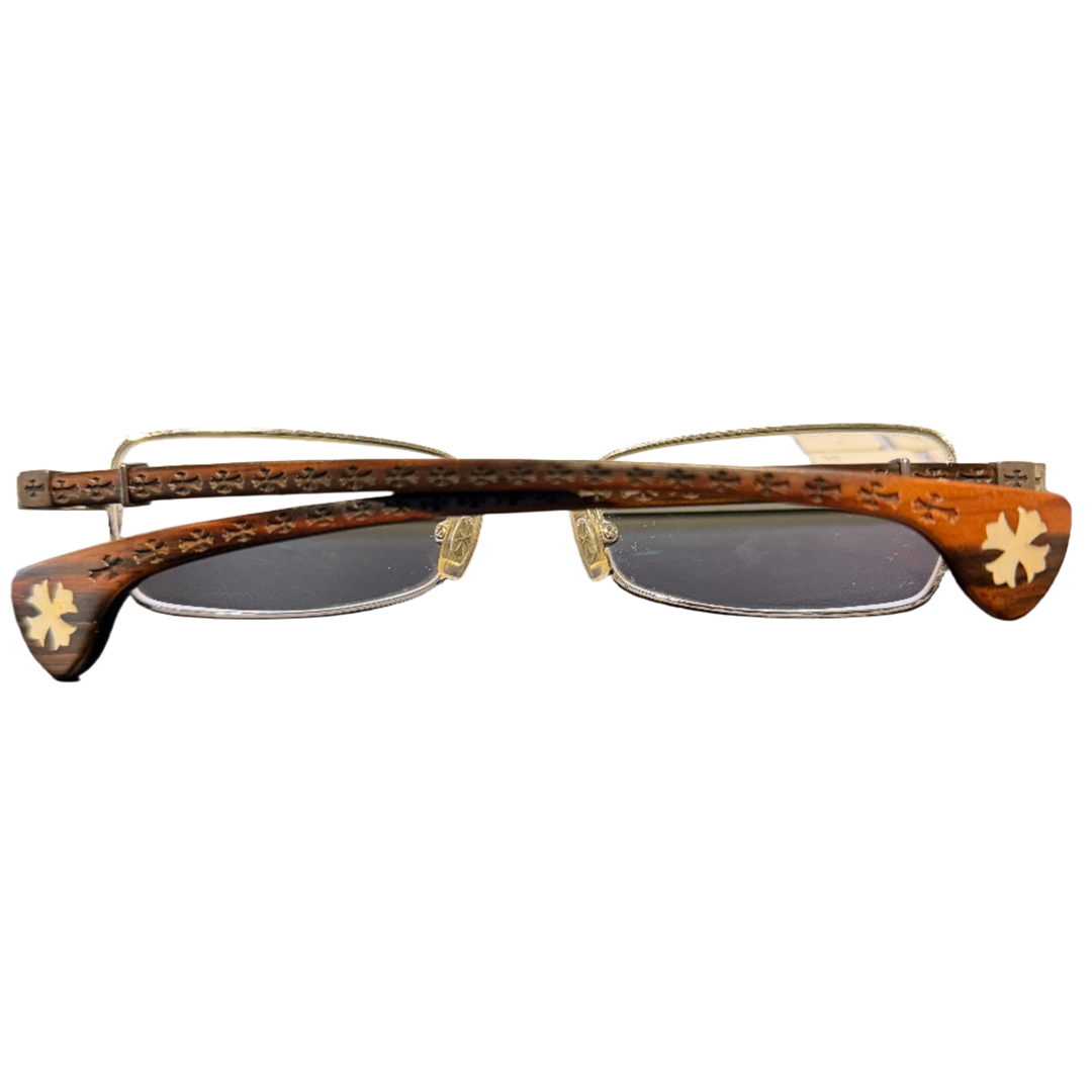CHROME HEARTS 'TE-W.A-TE' WOODEN FRAME GLASSES