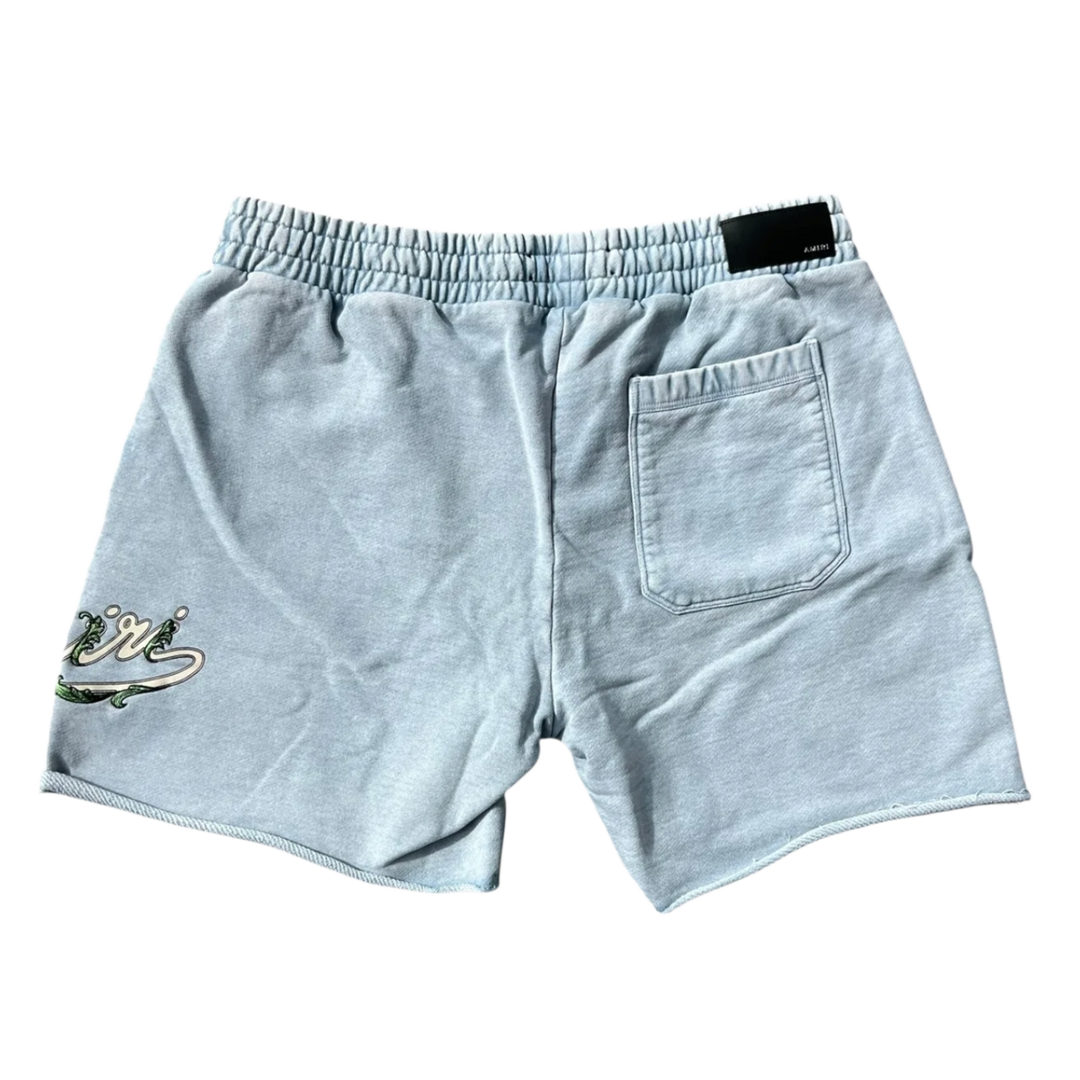 AMIRI 'FILIGREE' FADED BLUE SWEAT SHORTS