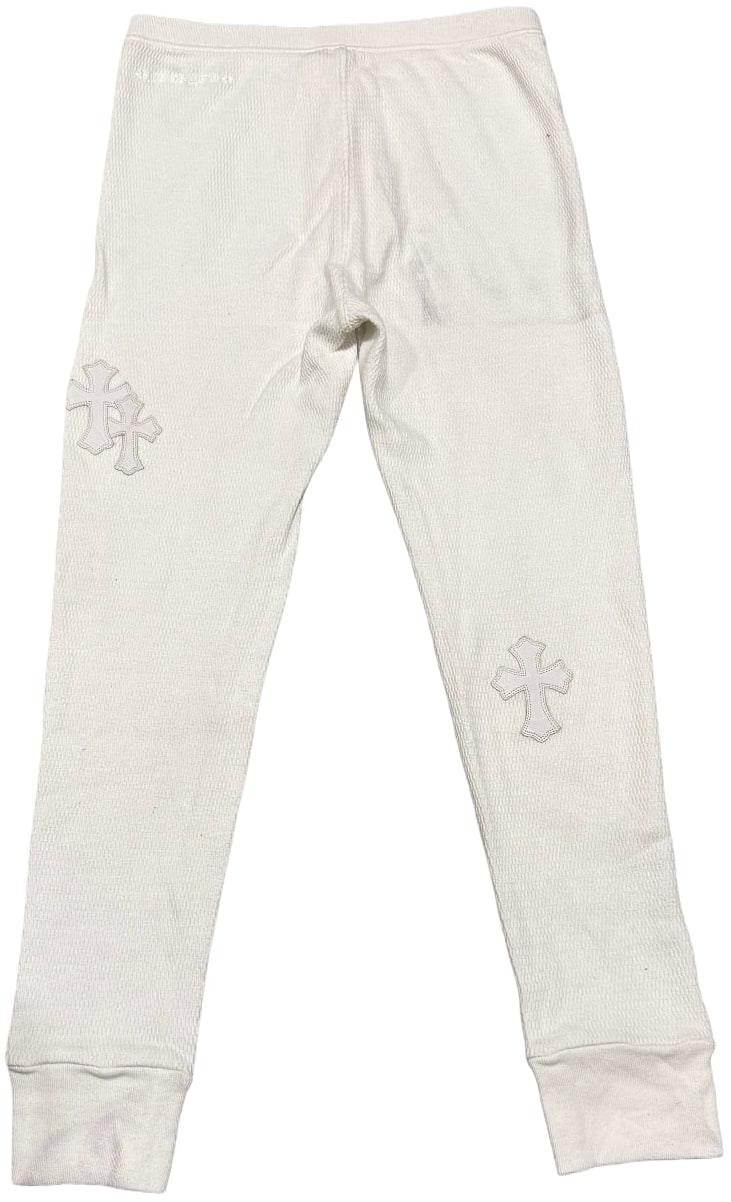 CHROME HEARTS 'WHITE' CROSS PATCHED THERMAL LONG PANTS