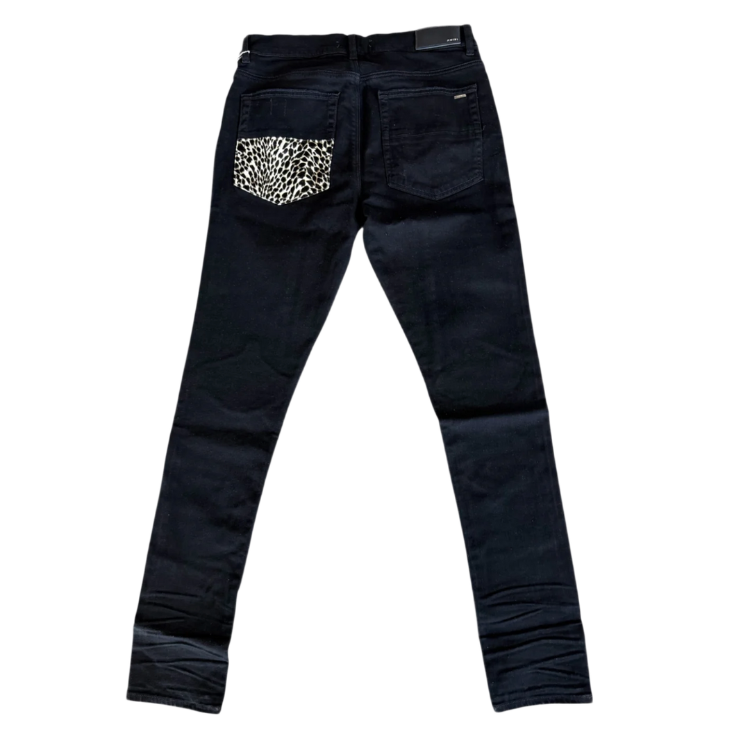 AMIRI 'BLACK OD & LEOPARD PATCH MX1' JEANS