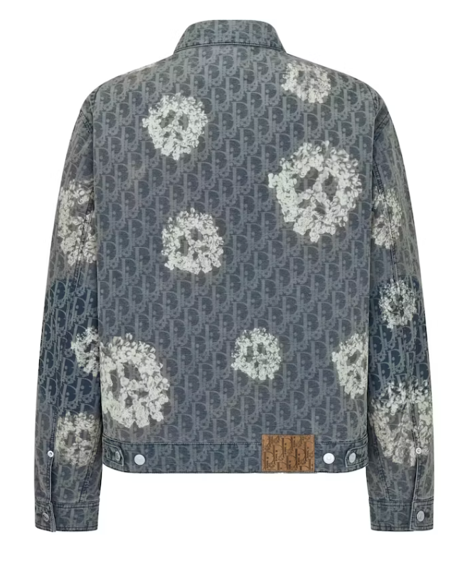 DIOR X DENIM TEARS ZIPPED COTTON DENIM JACKET BLUE