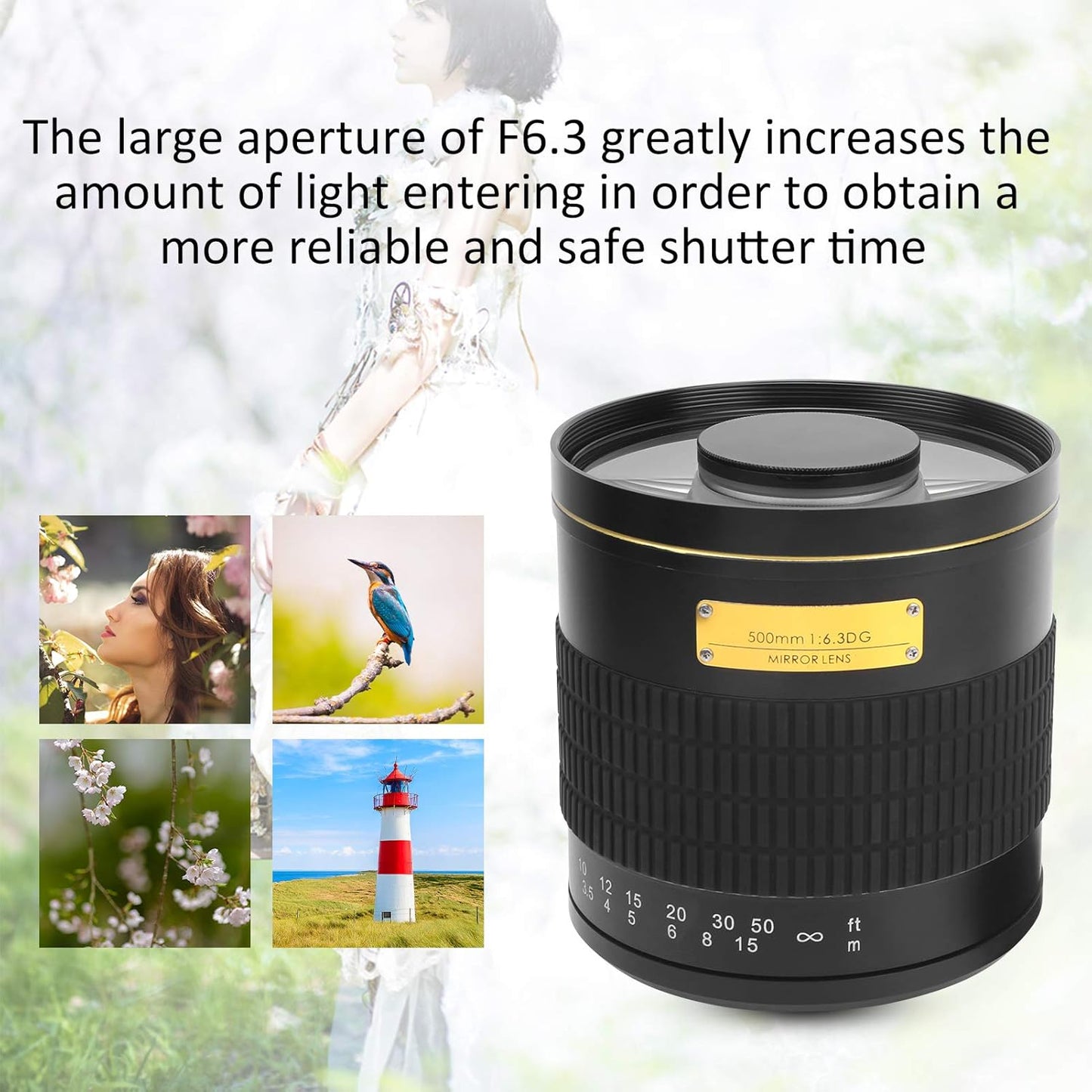 EF Mount Camera Lens, 500mm F6.3 Super Telephoto Manual Focus Lens - Multilayer MC Coating - Long Range Shooting Professional Lens for Canon EF Mount SLR Cameras (Black)