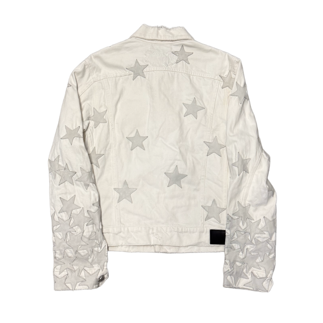 AMIRI X CHEMIST 'GREY STARS' WHITE DENIM JACKET