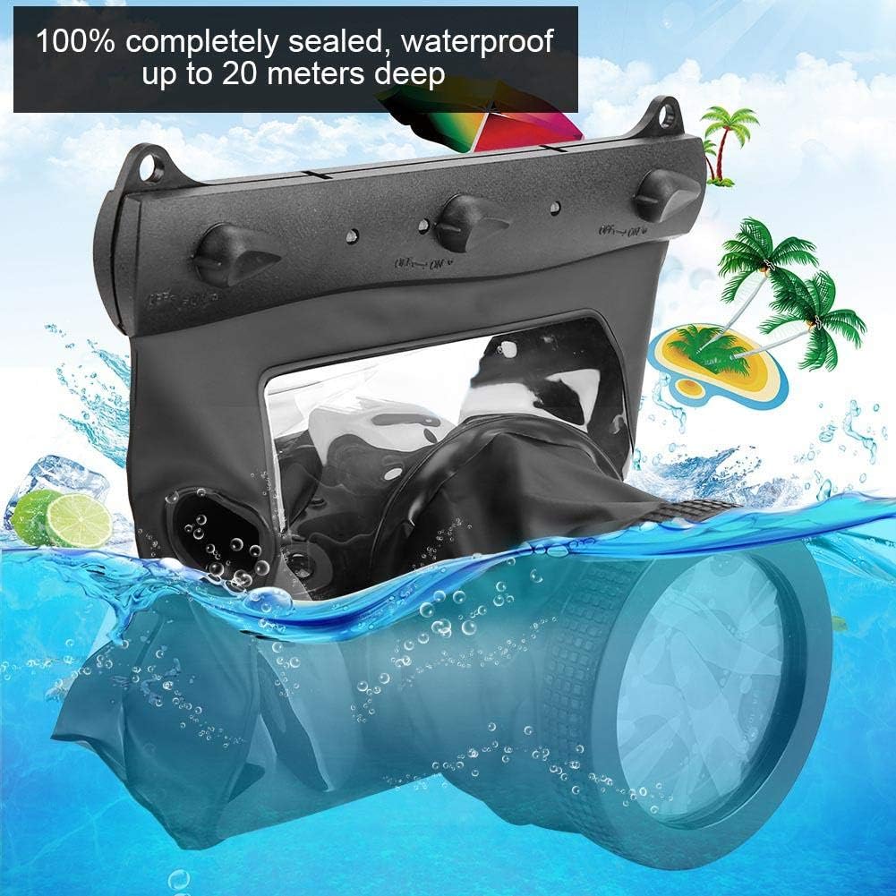 Universal Waterproof Case, GQ-518M DSLR Camera Series Waterproof Case 20M Diving Housing Case with Shoulder Strap for Most DSLR Cameras for Canon Nikon (Black)