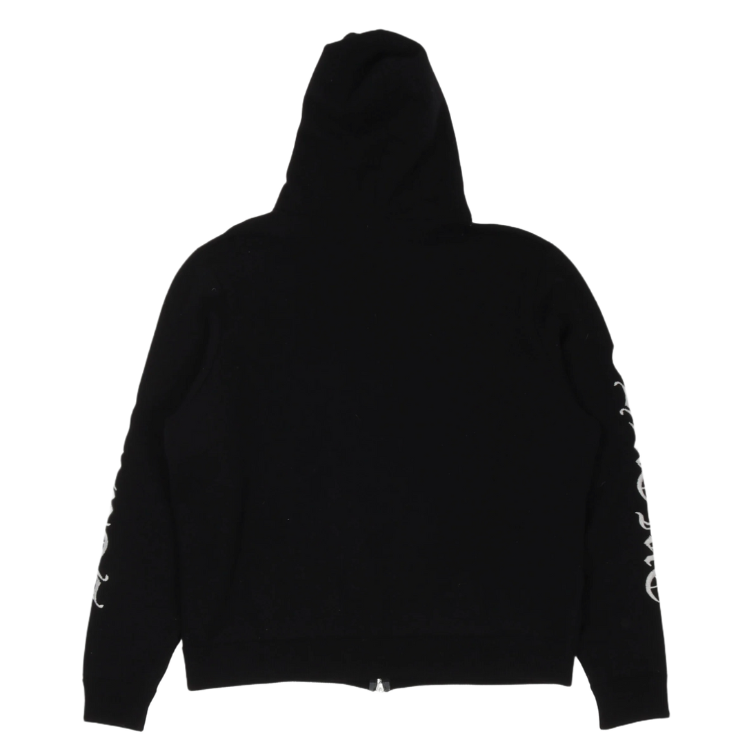 CHROME HEARTS 'SPELLOUT SLEEVE' BLACK CASHMERE ZIP-UP