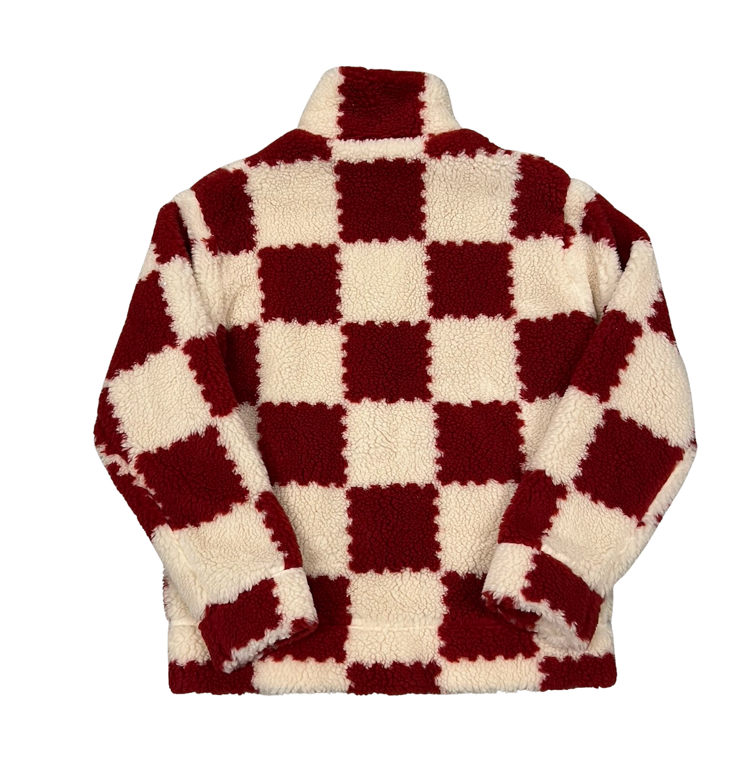 LOUIS VUITTON X NIGO JACQUARD DAMIER FLEECE BLOUSON GARNET RED
