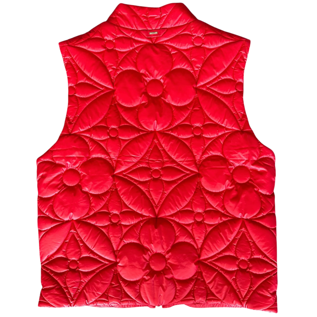 LOUIS VUITTON 'RED FLOWER MONOGRAM' PUFFER VEST