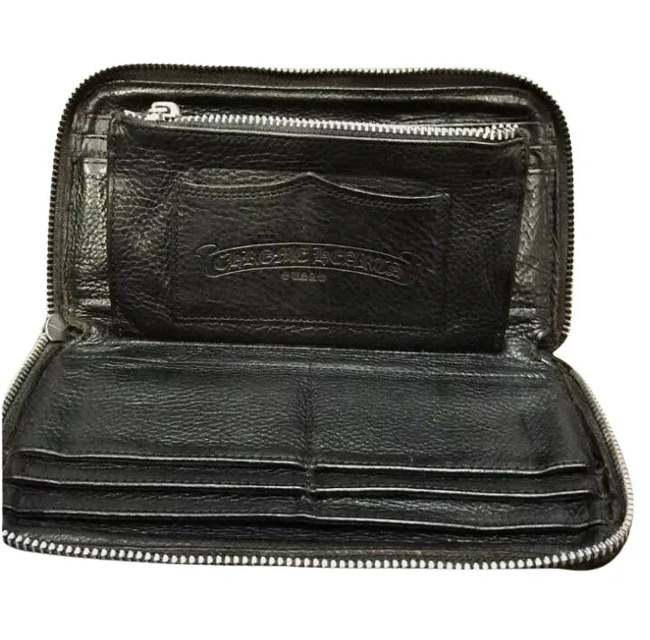 CHROME HEARTS BLACK FLEUR DAGGER ZIP WALLET