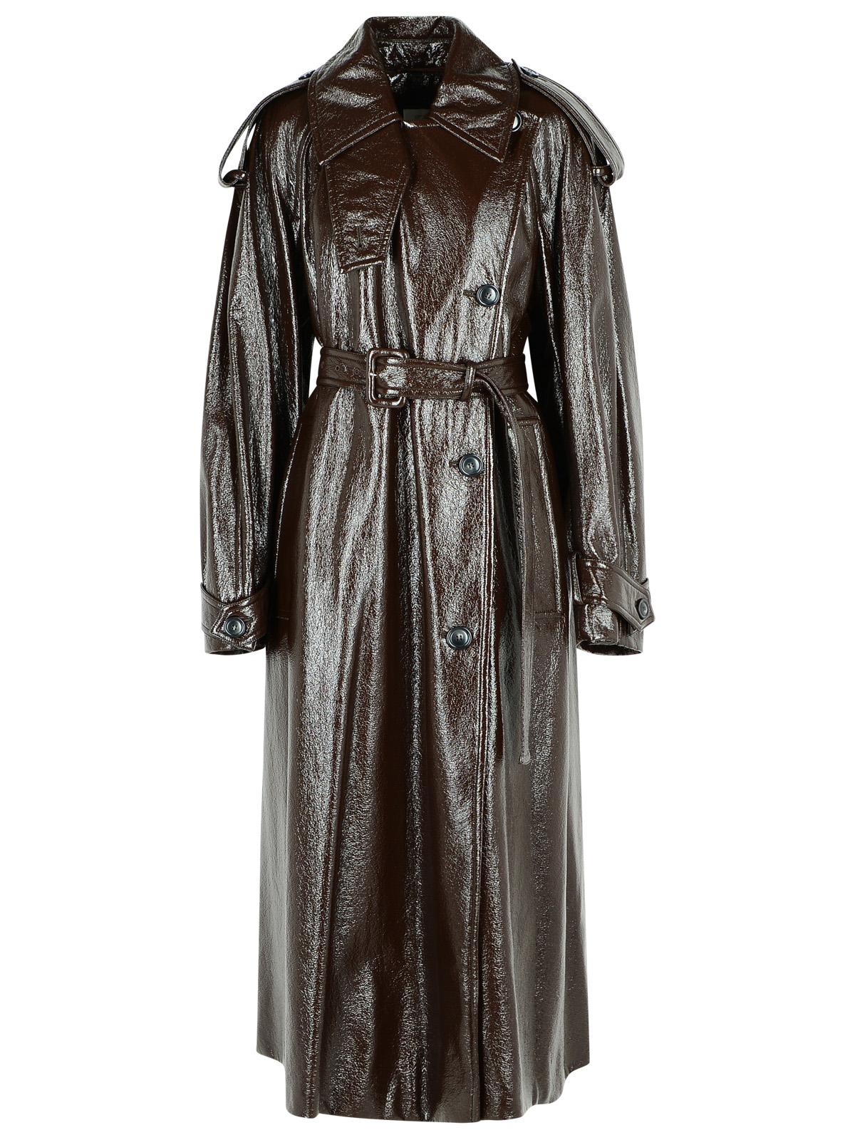 Sportmax Sportmax Long 'Bairo'特許効果コーヒーコットンのトレンチコート - Image 2