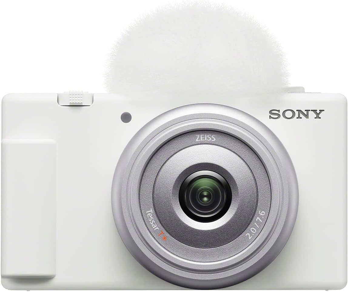 Sony Vlog Camera VLOGCAM Digital Camera ZV-1F Windscreen Included, Monofocal Lens, White, ZV-1F W + SanDisk SD Card, 64GB SDXC, Class 10, UHS-I U3, V30Extreme SDSDXV2-064G-GHJIN New Package