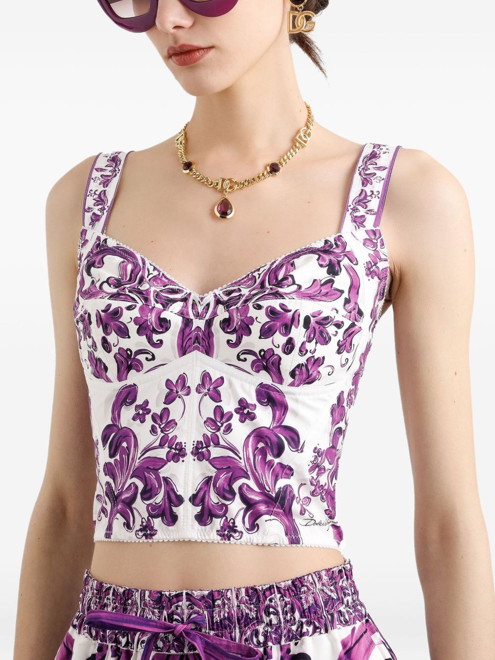 Dolce Gabbana Dolce&Gabbana Maiolica Print Bustier Top - Image 2