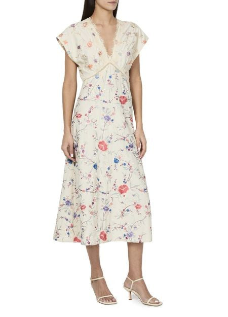 SEA NY Priscilla 刺しゅう入り Vネック ミディ丈ドレス - Image 2