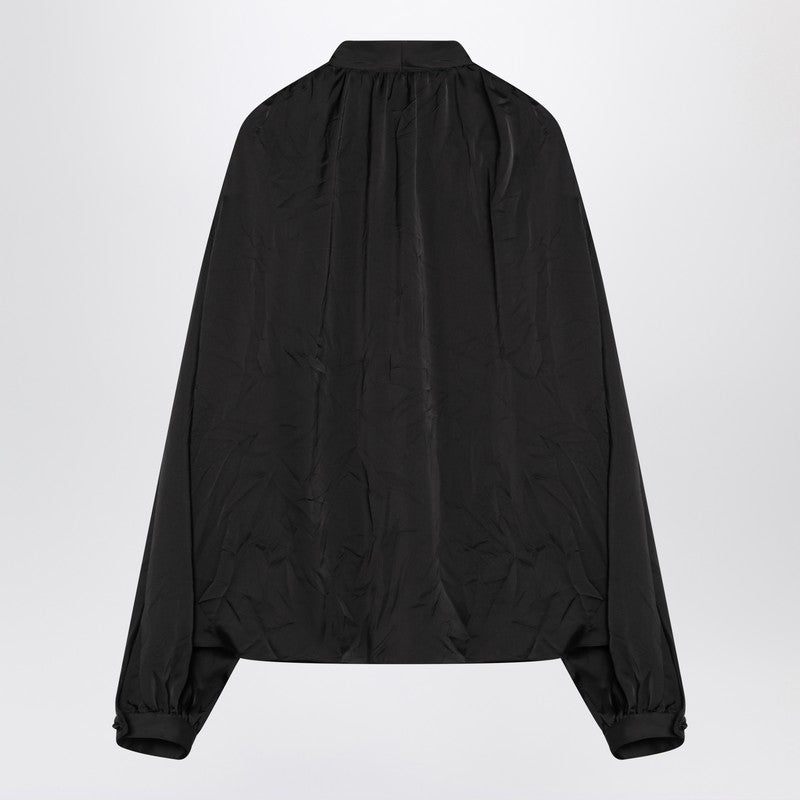 Balenciaga 弓付きのバレンシアガブラックサテンブラウス - Image 2