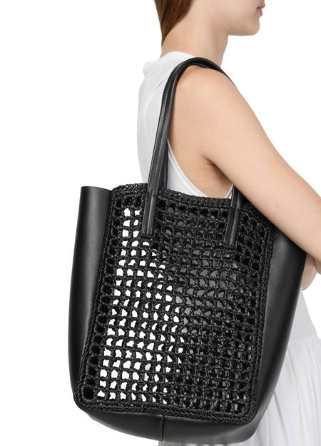 KHAITE Zoe small leather raffia tote bag - Image 2
