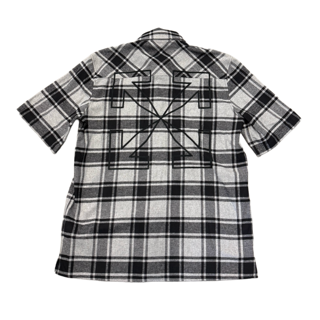 OFF-WHITE 'OUTLINE' GREY PLAID SHORT SLEEVE SHIRT