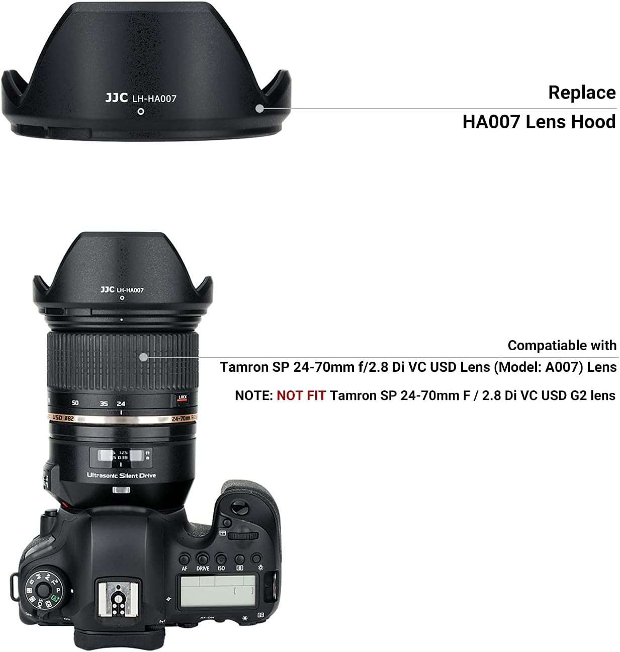 JJC Reversible Lens Hood for Tamron HA007 Compatible Tamron SP 24-70mm F2.8 Di VC USD (Model Number: A007) Lens for Sony A7RIV A7SIII A7RIII A7RII A7III A7SII A7II A9II A99II Canon EOS 6DM2 5DM4 Nikon