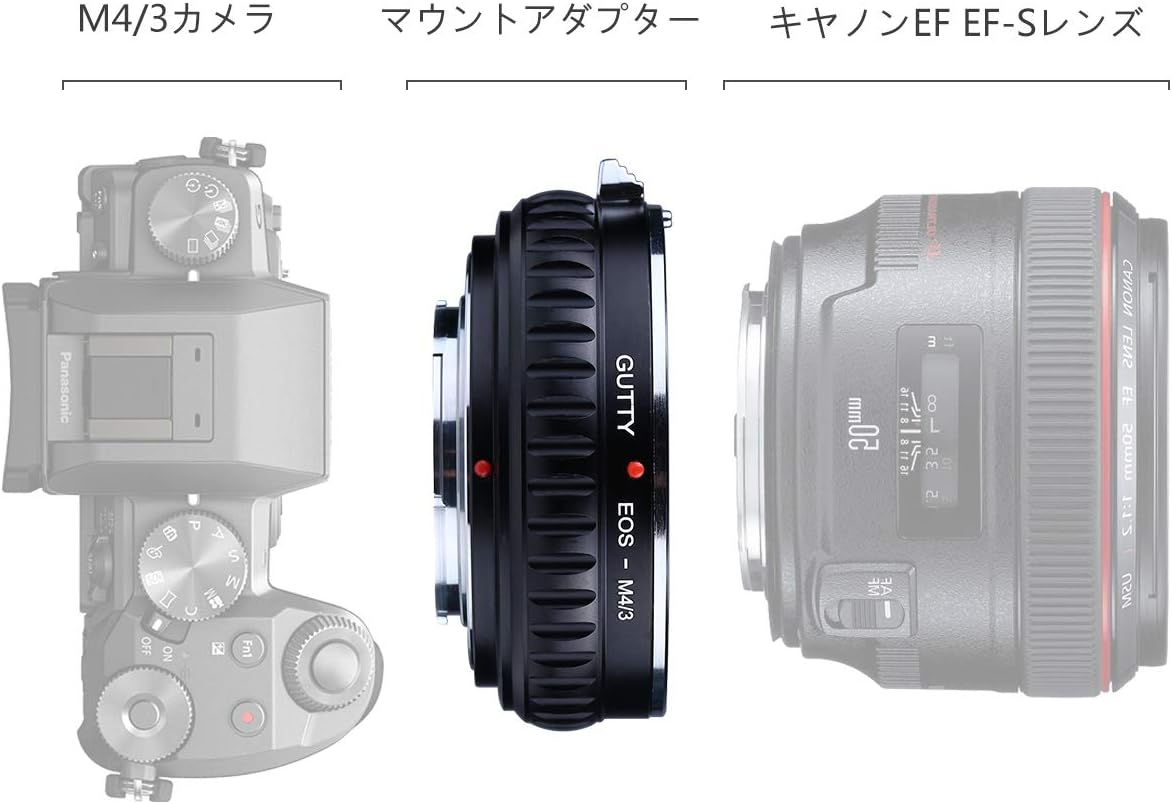 GUTTY Lens Mount Adapter eos Canon EOS-M4/3 EF EF-S Mount Lens M4/3 Mount Lens Adapter Conversion Adapter for Panasonic Lumix G1 G2 G6 G7 gh4 Olympus PEN E-PL7 E-PL8 E-M10 Mark II om-d e-m10 mark ii