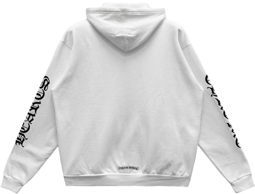 CHROME HEARTS 'VERTICAL LOGO' WHITE ZIP-UP HOODIE